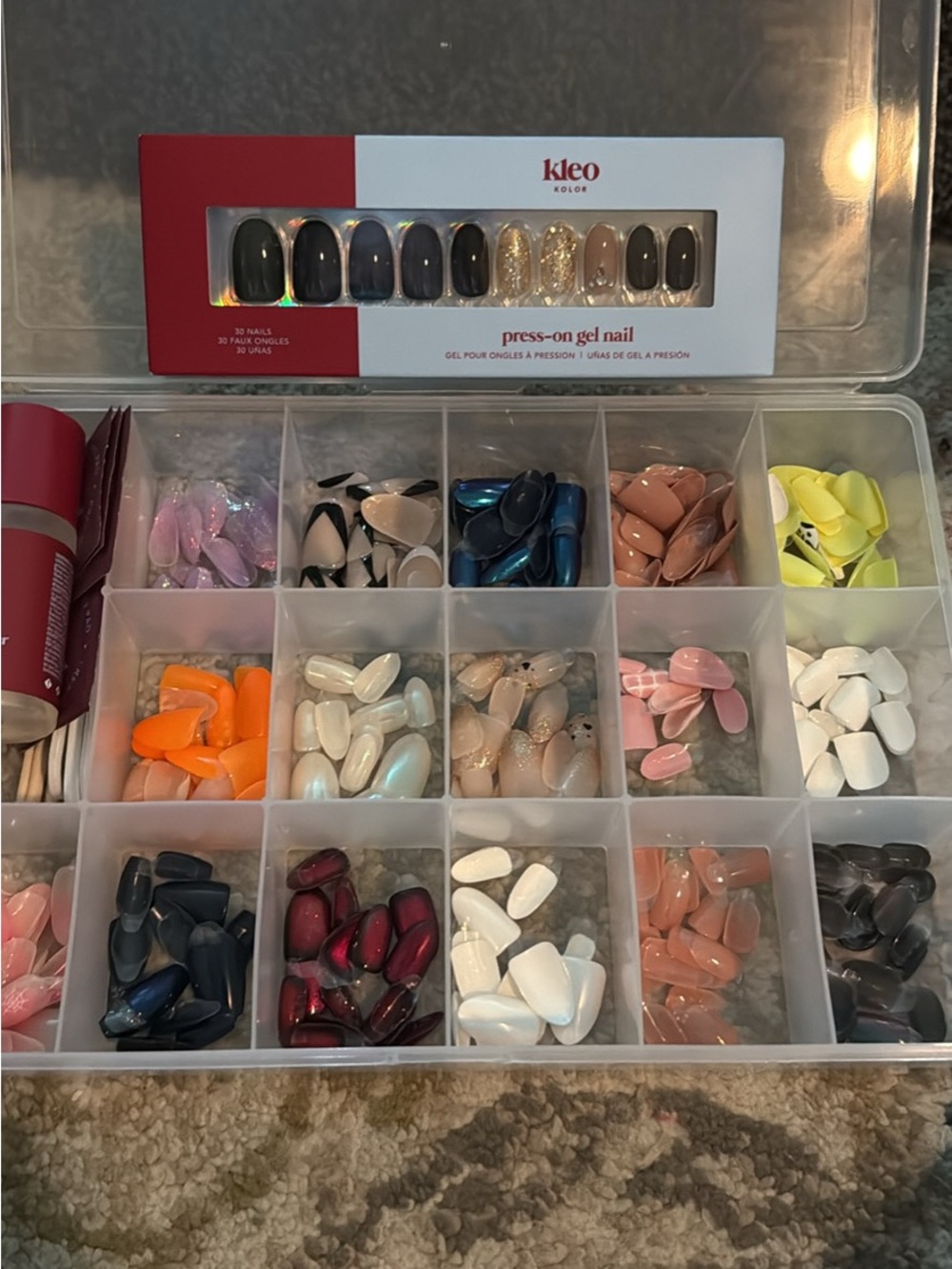 Kleo Press-On Gel Nail Set - Assorted Black, Gold, Nude & Multi Colors